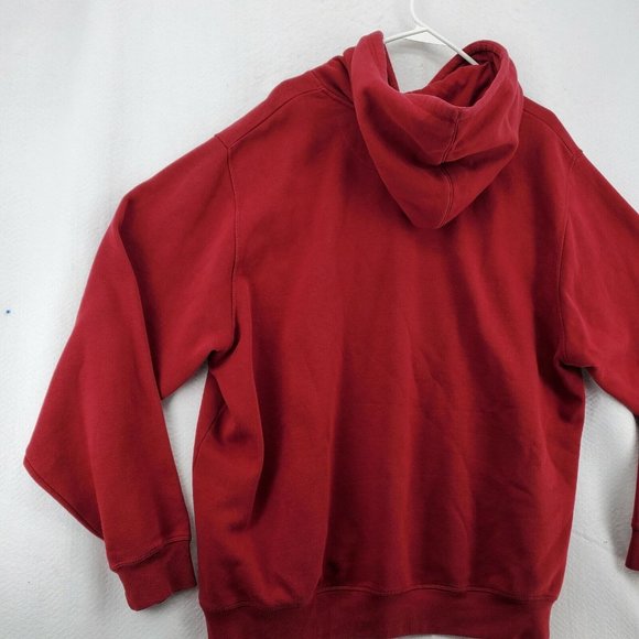 REEBOK Shirt Men's Long Sleeve Hooded Pullover Sweatshirt Drawstring Red XL - Picture 10 of 12